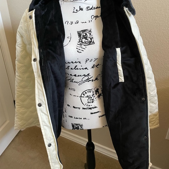 Sporto Quilted Off White and Black Fur Jacket NWT 1X - Picture 9 of 12
